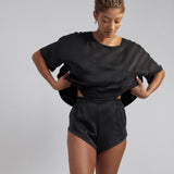Lunya Sleepwear Washable Silk Tee Set - #Immersed Black